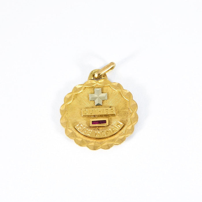 Pendentif AUGIS - Médaille d'amour ronde or jaune rubis 58 Facettes