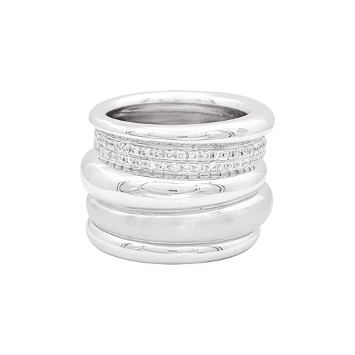 Bague 54 Bague Pomellato, "Tubolare", or blanc, diamants. 58 Facettes 34443