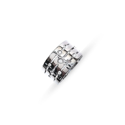 Bague 57 Dinh Van - Bague "Pulse" en or blanc 18 carats et diamants - EU57 à EU58 58 Facettes DINV-RI-PULS-WGD