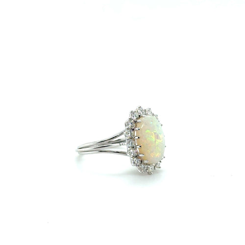 Bague 56 Bague or blanc - Opale et Diamants 58 Facettes 1.0000667/1