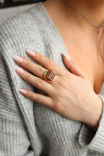 Bague 52 Bague Cocktail Or jaune Grenat, Diamant 58 Facettes 2308821CN