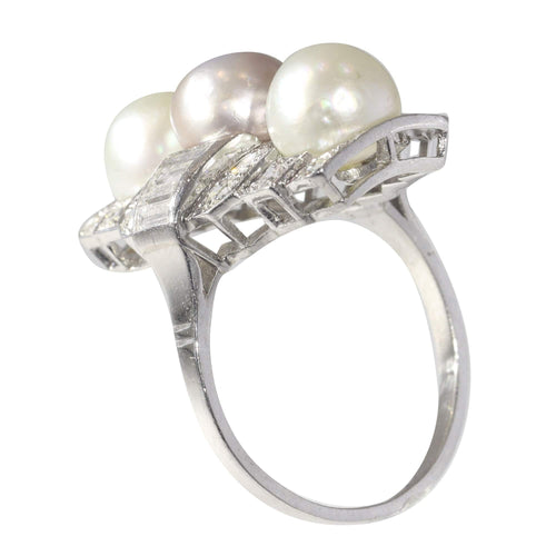 Bague 58 Glamour géométrique : une bague Art déco en diamant et perle 58 Facettes 22297-0116