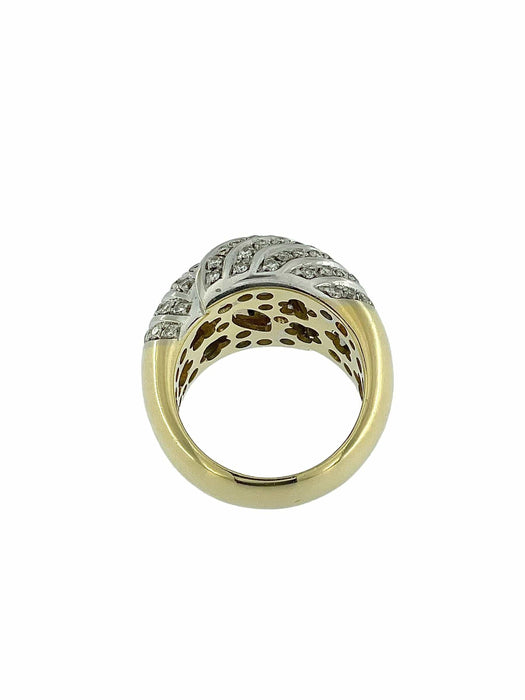 Bague 57 Bague dôme or jaune et blanc avec diamants 58 Facettes