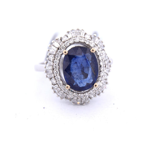 Bague 53 Bague en or avec saphir et diamant 58 Facettes