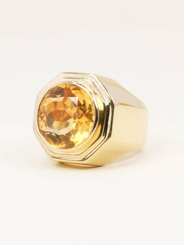 Bague 53 FRED Bague chevaliere or jaune citrine 7 carats 58 Facettes 1216.2