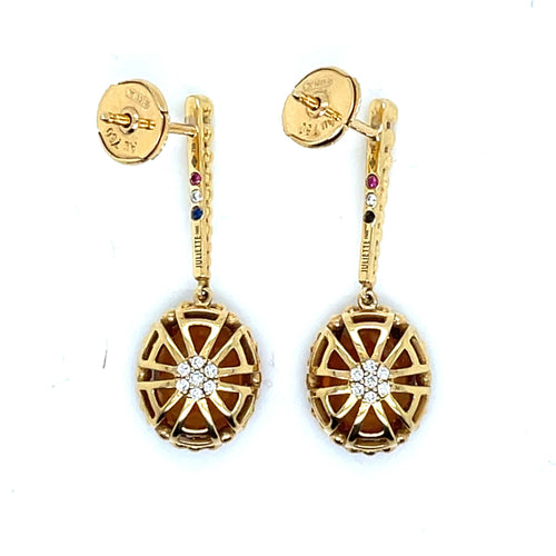 Maison Juliette Paris - Boucles d'Oreilles Dormeuses or jaune, Citrines, Diamants, Saphir, Rubis