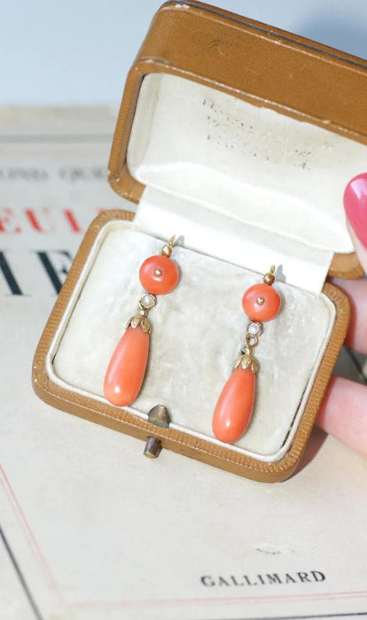 Boucles d'oreilles Boucles d'oreilles gouttes corail 58 Facettes