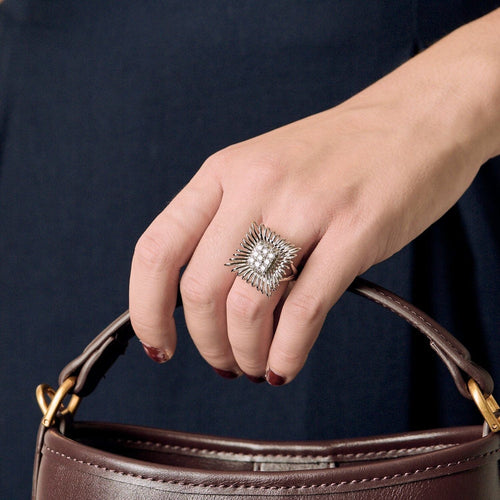 Bague 51 BAGUE VINTAGE OR BLANC ET DIAMANTS 58 Facettes BO/240041