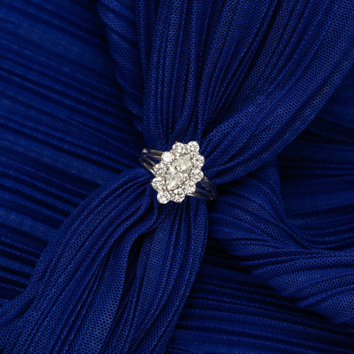 Bague 47 Bague Marquise or blanc et diamants 58 Facettes INV032