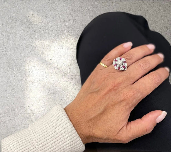 Bague 50 Bague en or rubis et diamant de créateur 58 Facettes