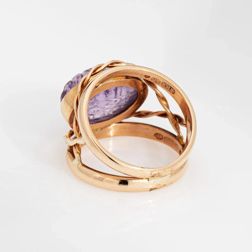 Bague 45 bague vintage en améthyste sculptée finlandaise en or jaune 58 Facettes G13160