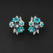 Boucles d'oreilles Alfred HANNE - Boucles d'oreilles Vintage or, platine, diamants, saphirs et turquoises 58 Facettes