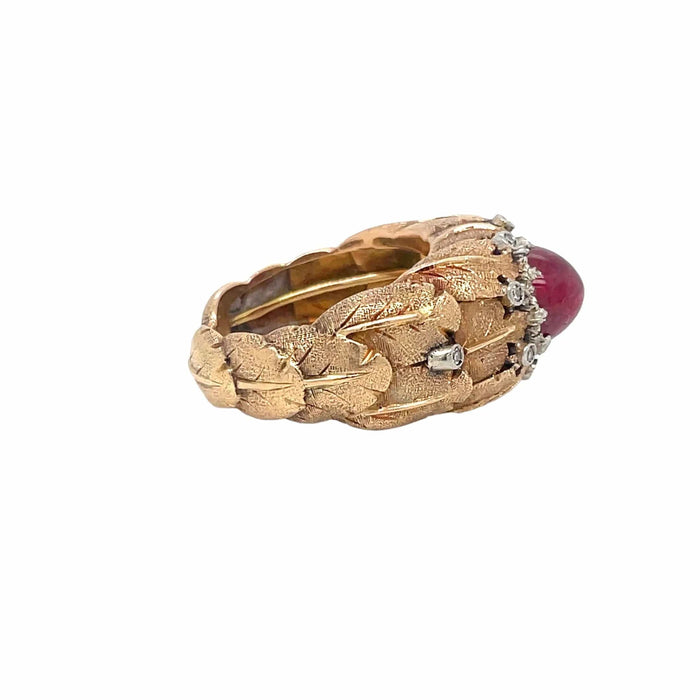 Bague 55 Mario Buccellati - Bague Vintage Or Jaune Diamants Rubis 58 Facettes