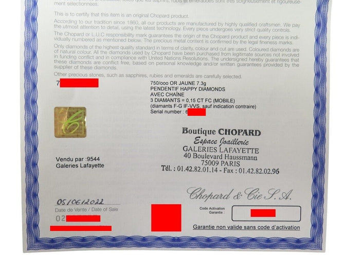 Collier collier CHOPARD happy  icons 79a611-0001 42cm or 3 diamants 58 Facettes 268630