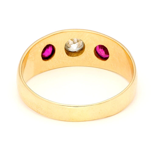 Bague 56 Bague gitane en or jaune, diamant et rubis 58 Facettes CCBAD7DB879D4A76BDBCF47059EFEFA2