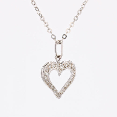 Collier Pendentif coeur diamants et sa chaine or blanc 58 Facettes 25-048