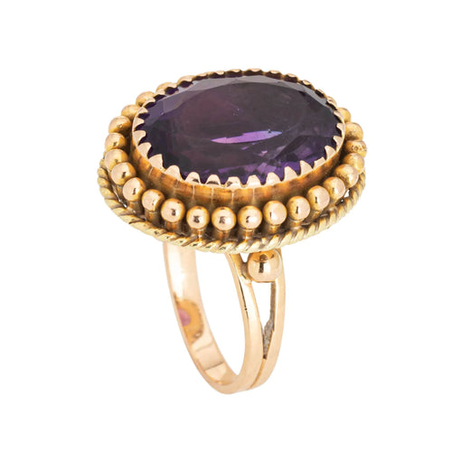 Bague Grande bague améthyste des années 60, or jaune 58 Facettes G13402