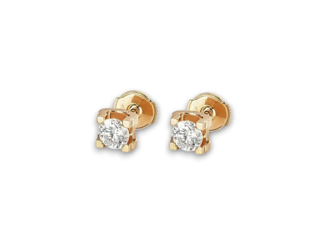 Boucles d'oreilles boucles d'oreilles puces CARTIER c en or rose diamant 0.48ct s 58 Facettes 270984