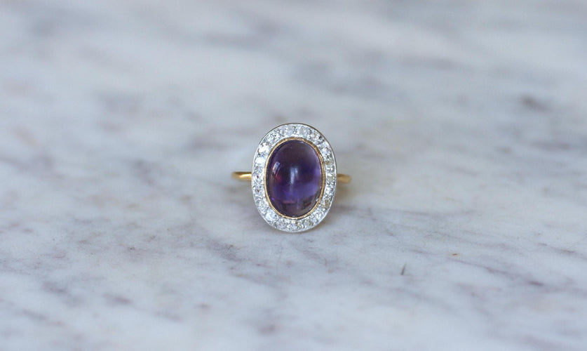 Bague 52.5 Bague Pompadour Cabochon Améthyste et Diamants 58 Facettes
