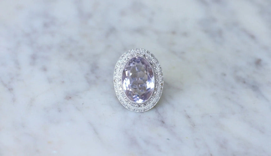 Bague Grande Bague Art Déco Améthyste et Diamants 58 Facettes
