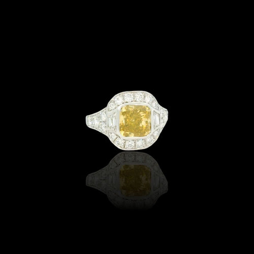 Yellow diamond ring 58 Facettes