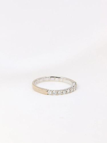 Bague 54 Demi-Alliance américaine en or blanc et diamants 0,27 ct 58 Facettes J108