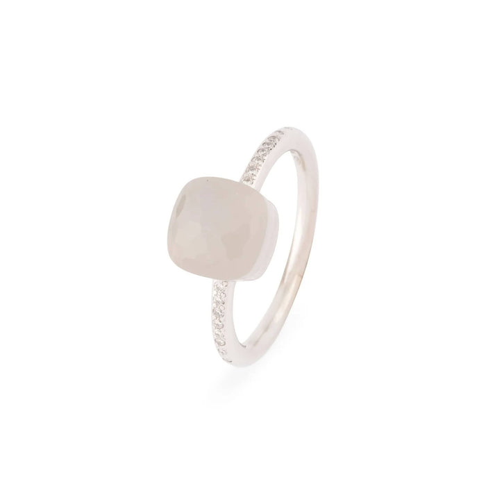 Bague 49 Pomellato - Bague Nudo Or Blanc Quartz Laiteux Diamants 58 Facettes 1