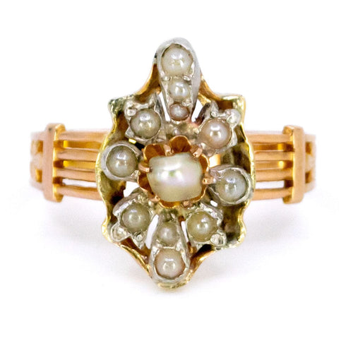 Bague 52.5 Bague perle antique en or 18k et argent 835 58 Facettes 848F055D9EDA4B45826F7725309F7753