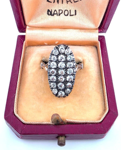 Bague 57 Bague victorienne antique en argent et or 12 carats avec diamants taille ancienne 58 Facettes