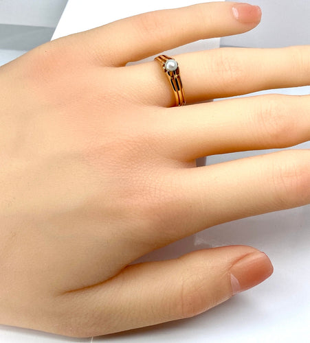 Bague en or rose perle fine vers 1900