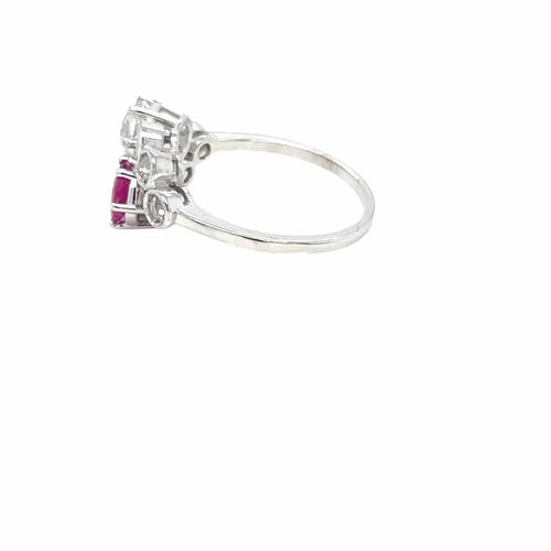Bague Victorian Certified Natural Unheated Ruby Diamond Vous et Moi Ring 58 Facettes