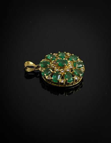 Ciondolo Smeraldi e Diamanti 58 Facettes