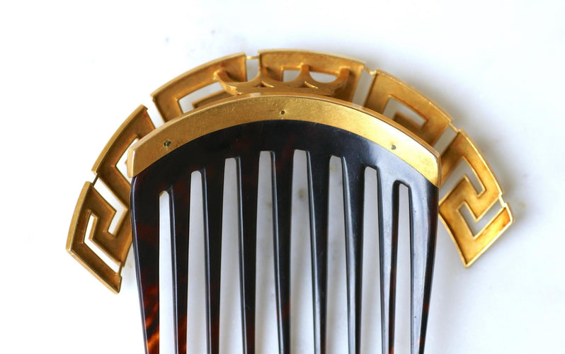 Peigne grec Méandre or jaune et écaille 58 Facettes