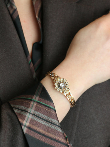 Bracelet Bracelet Napoléon III  fleur mobile or rose diamants taille ancienne 58 Facettes 1085.3