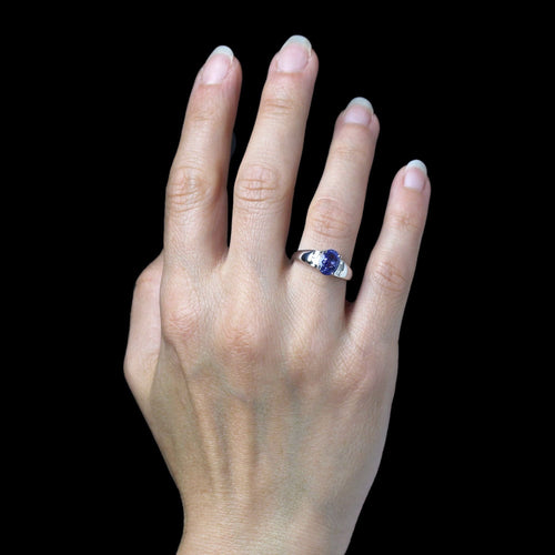 Bague 52 Bague tanzanite diamants or blanc 58 Facettes 25-089