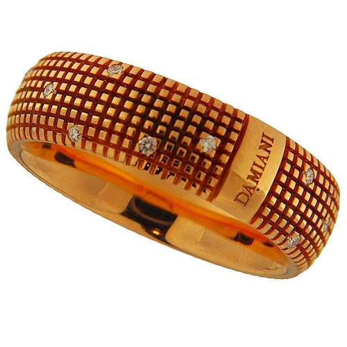 Bague Bague Damiani en or rose 18 carats, anneau carré serti de diamants 58 Facettes G3884