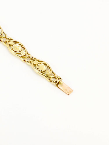 Bracelet Bracelet Art Nouveau chaine or jaune maille feuille de lierre 58 Facettes 1133.2