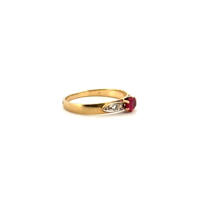 Solitaire or jaune rubis diamants