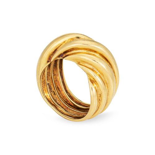 Bague 52 Bague dôme cannelée vintage en or jaune 58 Facettes G14091