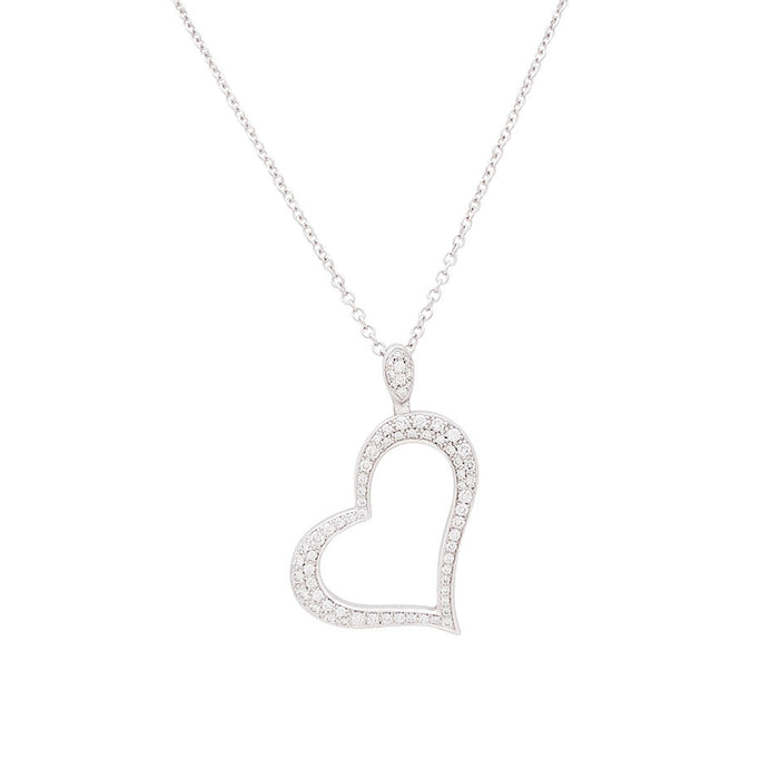 Collier Piaget "Coeur" or blanc, diamants.