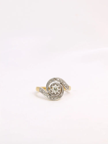 Bague 50 Bague tourbillon or platine diamants taille ancienne 0,15 ct 58 Facettes J321