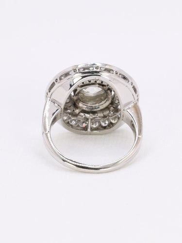 Bague 53 Bague cible double entourage diamants taille ancienne 2 carats 58 Facettes 1153.16