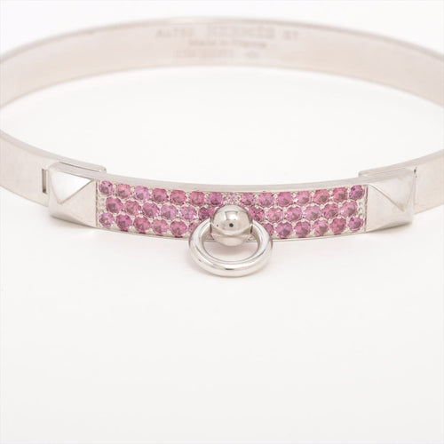 HERMES - Bracelet Collier de chien Or blanc et Saphir 58 Facettes