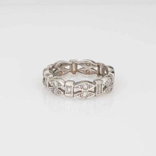 Bague 51 Bague en or blanc vintage avec diamants taille mixte 58 Facettes G13585