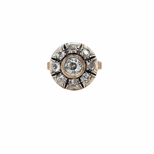 Bague Ensemble bague et boucles d'oreilles victoriennes en or et argent avec diamants 58 Facettes