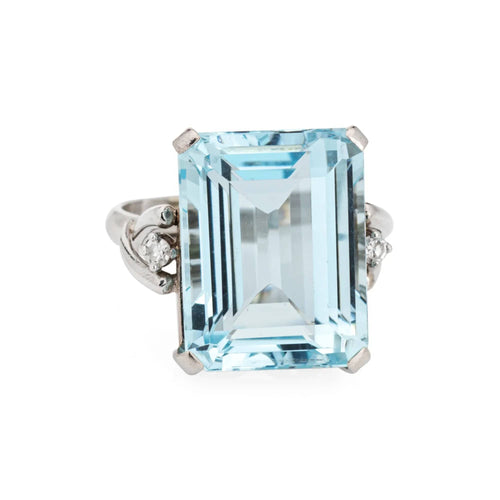Bague 52 Bague Cocktail diamants aigue-marine 10 cts 58 Facettes G13156