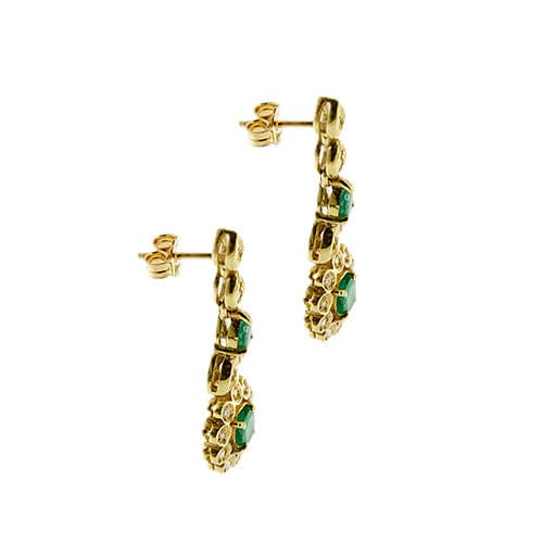 Boucles d'oreilles Boucles d'oreilles en or jaune avec émeraudes et diamants 58 Facettes 37119