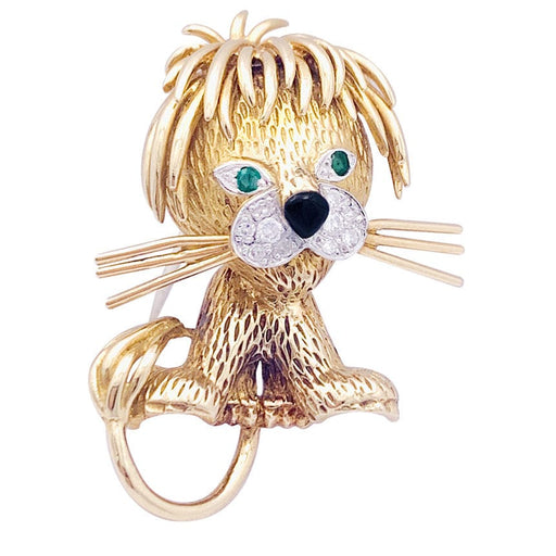 Brooch Van Cleef & Arpels brooch, “Ruffled Lion”, in yellow gold, diamonds, emeralds and enamel. 58 Facettes 33352