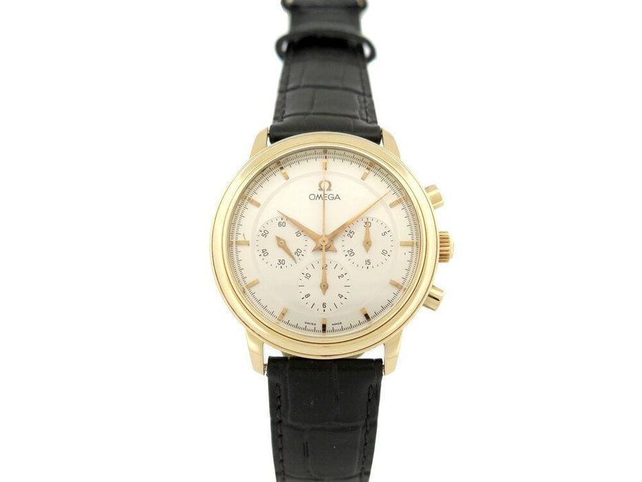 Montre montre OMEGA de ville chronographe mecanique en or jaune cuir 58 Facettes 262885