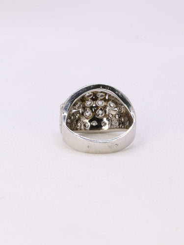 Bague 45 Bague dôme or blanc diamants taille ancienne 58 Facettes J179